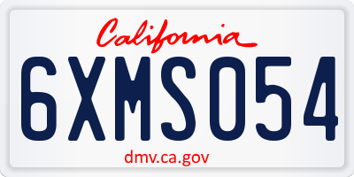 CA license plate 6XMS054