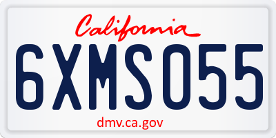 CA license plate 6XMS055