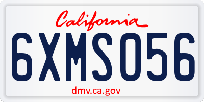 CA license plate 6XMS056