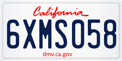 CA license plate 6XMS058