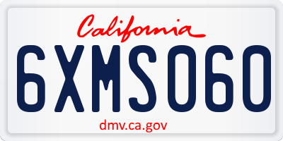 CA license plate 6XMS060