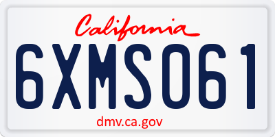 CA license plate 6XMS061
