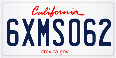 CA license plate 6XMS062