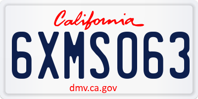 CA license plate 6XMS063