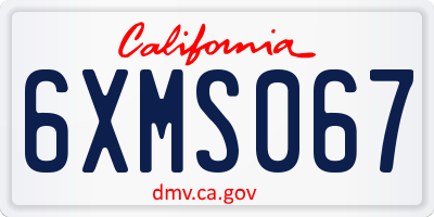 CA license plate 6XMS067