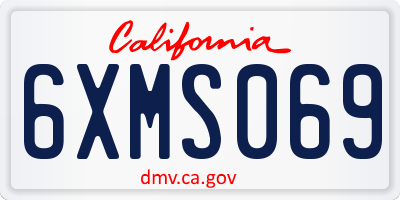 CA license plate 6XMS069