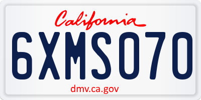CA license plate 6XMS070