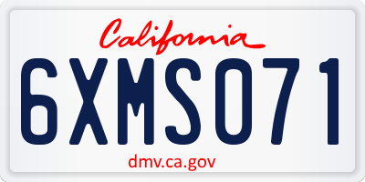 CA license plate 6XMS071