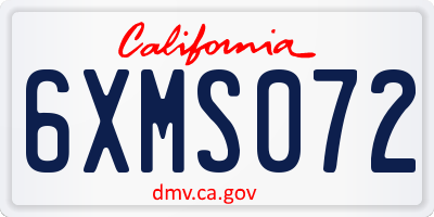 CA license plate 6XMS072