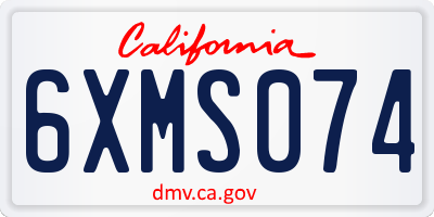 CA license plate 6XMS074