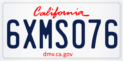 CA license plate 6XMS076