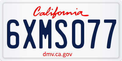 CA license plate 6XMS077