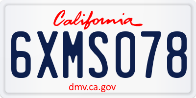 CA license plate 6XMS078