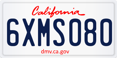 CA license plate 6XMS080