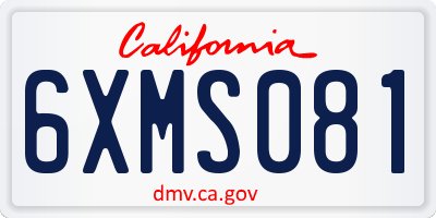 CA license plate 6XMS081