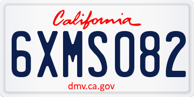 CA license plate 6XMS082