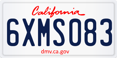 CA license plate 6XMS083