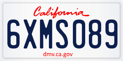 CA license plate 6XMS089