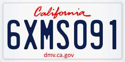 CA license plate 6XMS091