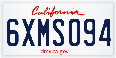 CA license plate 6XMS094