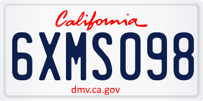 CA license plate 6XMS098