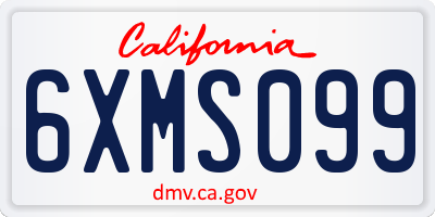 CA license plate 6XMS099