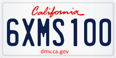 CA license plate 6XMS100
