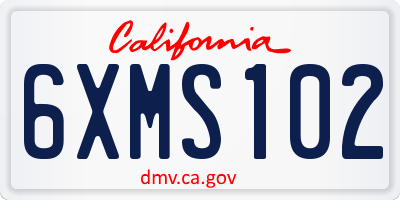 CA license plate 6XMS102