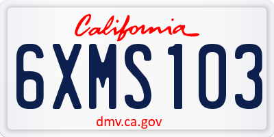 CA license plate 6XMS103