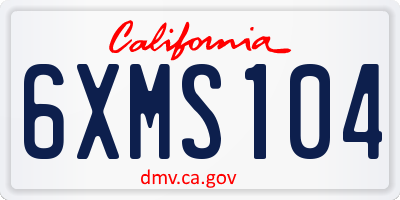 CA license plate 6XMS104