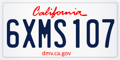 CA license plate 6XMS107