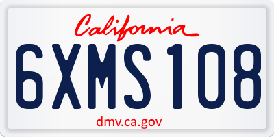 CA license plate 6XMS108