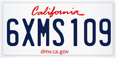 CA license plate 6XMS109