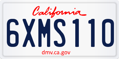 CA license plate 6XMS110
