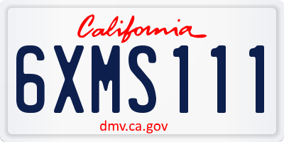 CA license plate 6XMS111