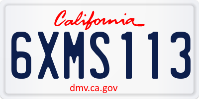 CA license plate 6XMS113