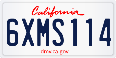 CA license plate 6XMS114