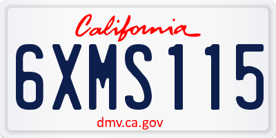 CA license plate 6XMS115