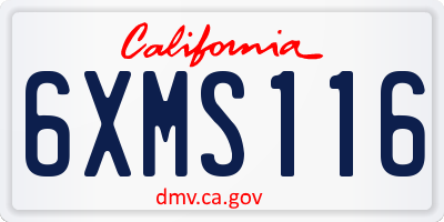 CA license plate 6XMS116