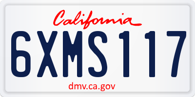 CA license plate 6XMS117