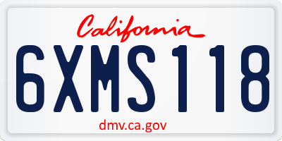 CA license plate 6XMS118