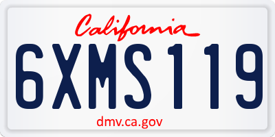 CA license plate 6XMS119