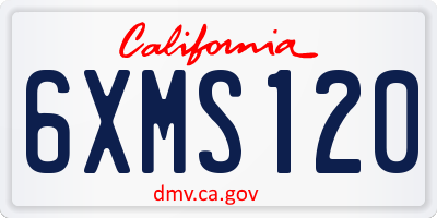 CA license plate 6XMS120