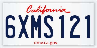 CA license plate 6XMS121