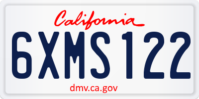 CA license plate 6XMS122