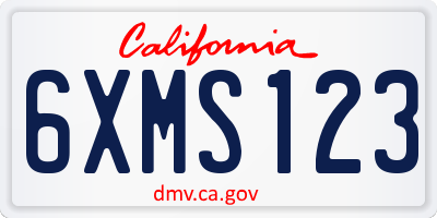 CA license plate 6XMS123