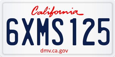 CA license plate 6XMS125