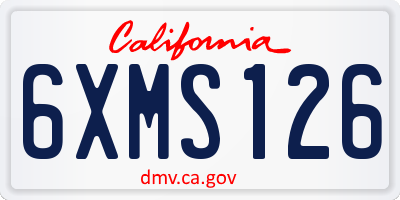 CA license plate 6XMS126