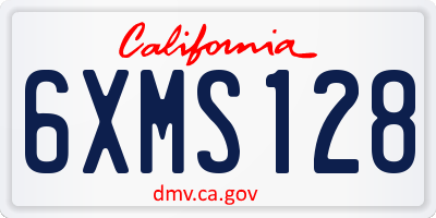 CA license plate 6XMS128
