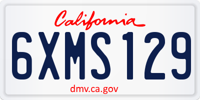 CA license plate 6XMS129